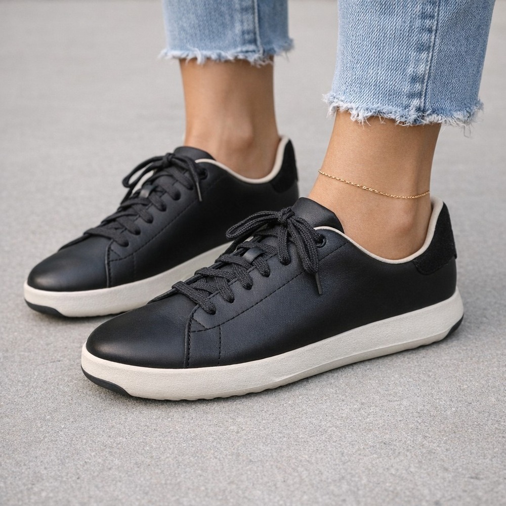 NEW Cole Haan Women's GrandPrø‎ Tennis Sneaker Black/ Optic White Size 10B #875